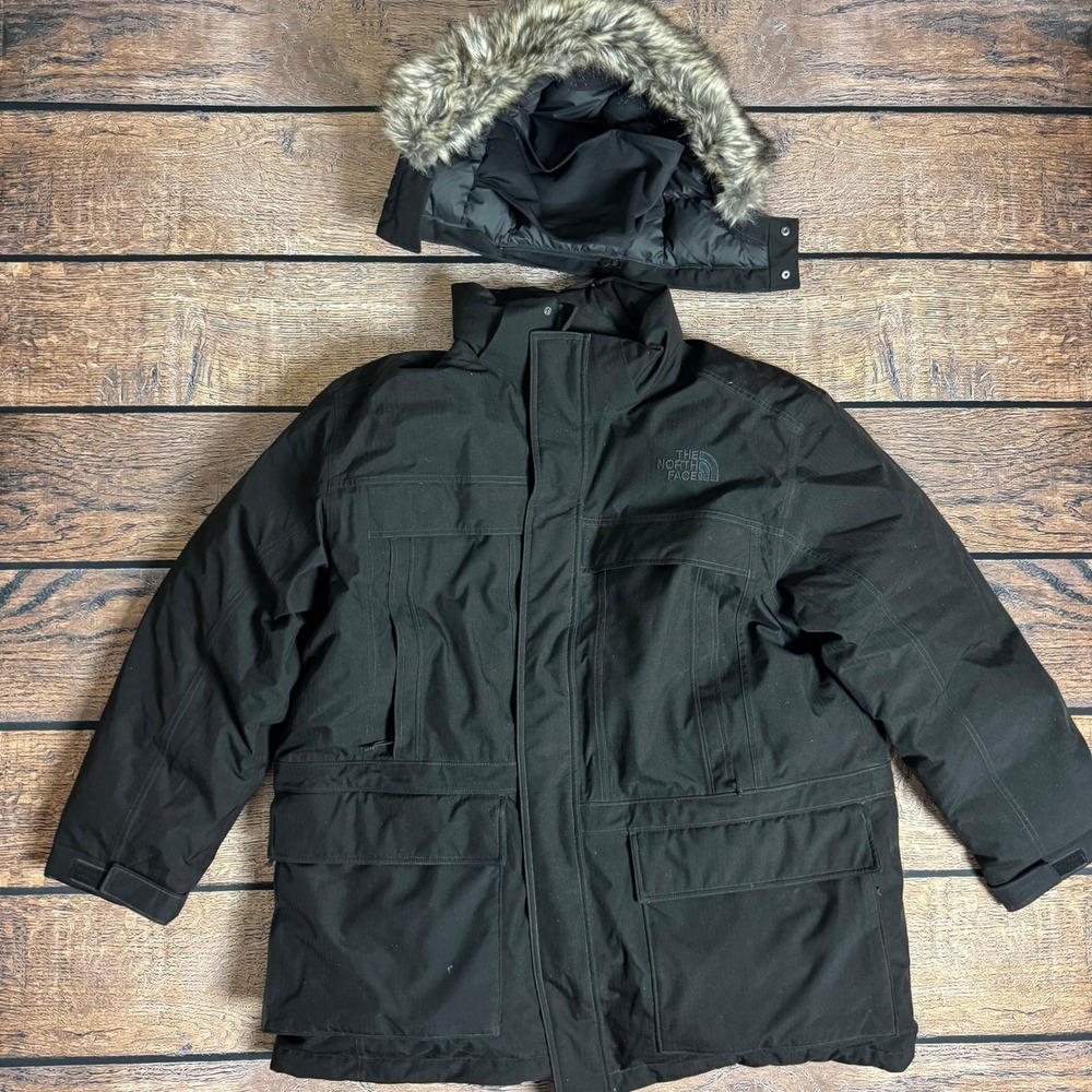 The North Face Mens Gotham Down Jacket Black XXXL 3XL Puffer Hood Fur NF00CQL4